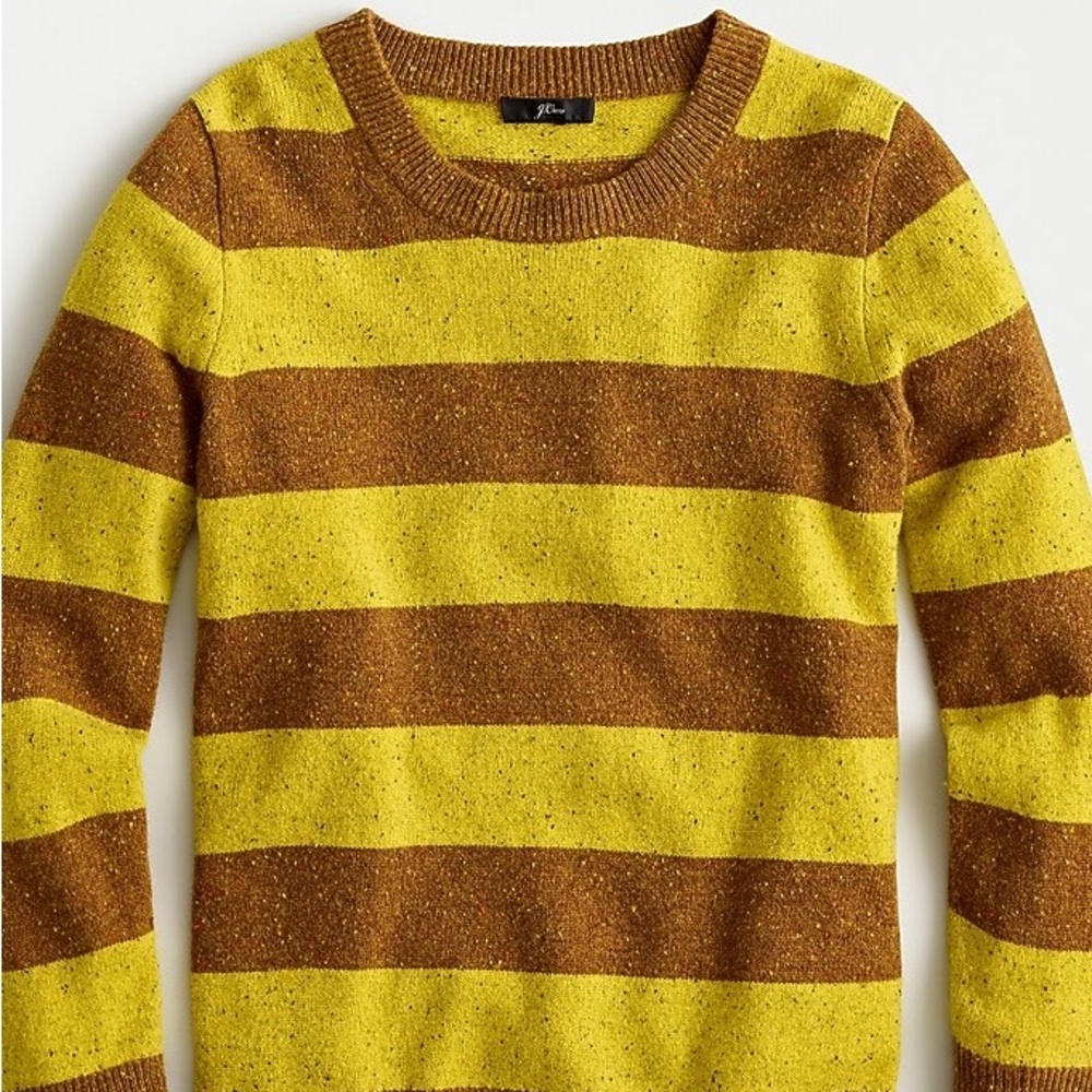 J.Crew Rugby Stripe Tippi Sweater Mustard and Brown Speckled Small